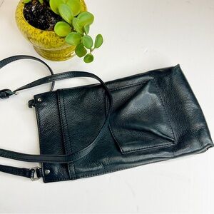 MARGOT Black Leather Crossbody Travel Bag | Convertible Clutch